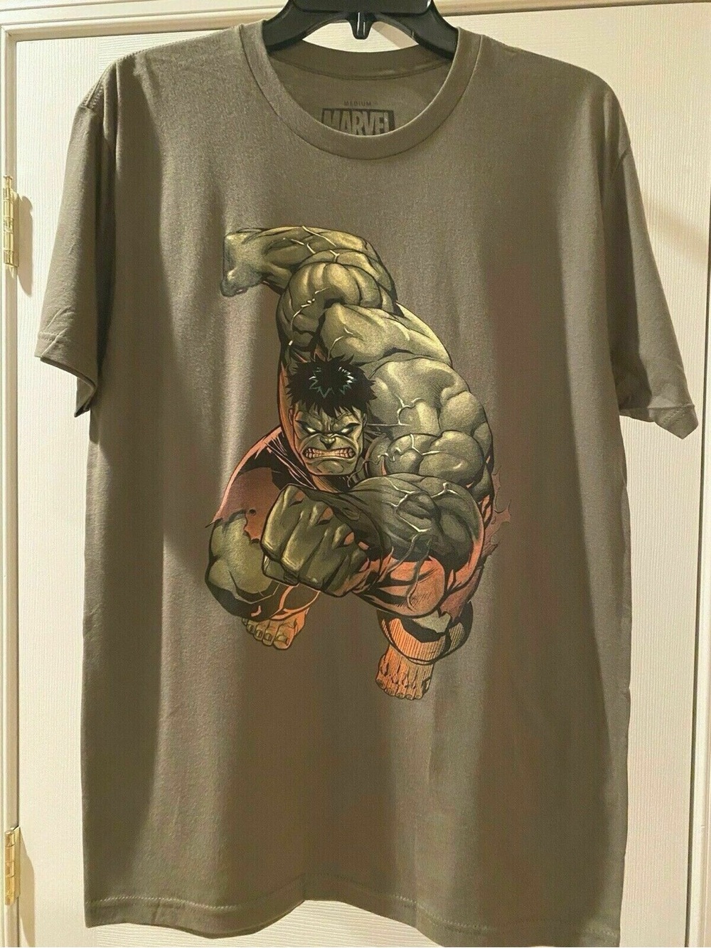 Marvel Men's Hulk Graphic Tee - Olive Green and Orange